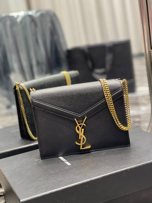 YSL "Cassandra Monogram Clasp Leather Crossbody"
