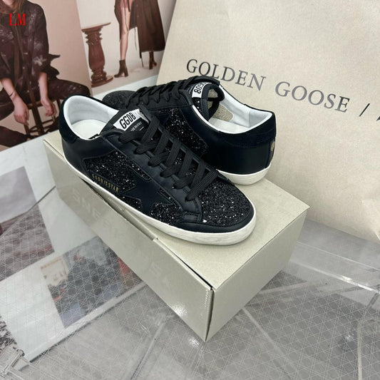 Golden Goose "Black Nappa and glitter with glossy black leather Star"
