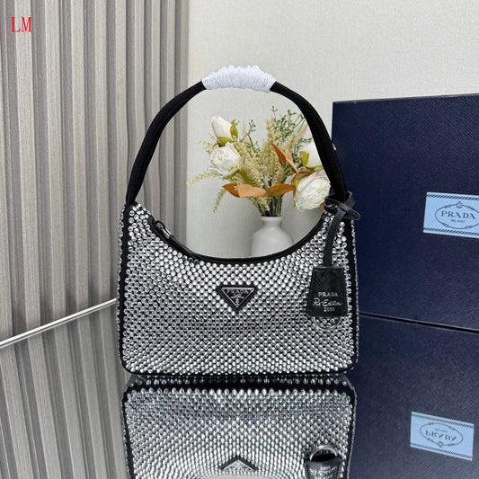 Prada "Crystal Re-Edition Satin mini-bag with Crystals"