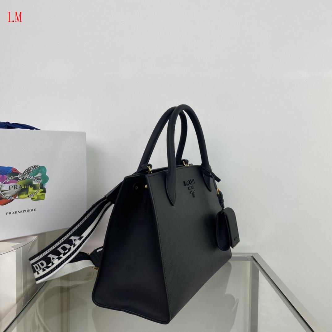 Prada "Black Saffiano Leather Monochrome Tote"