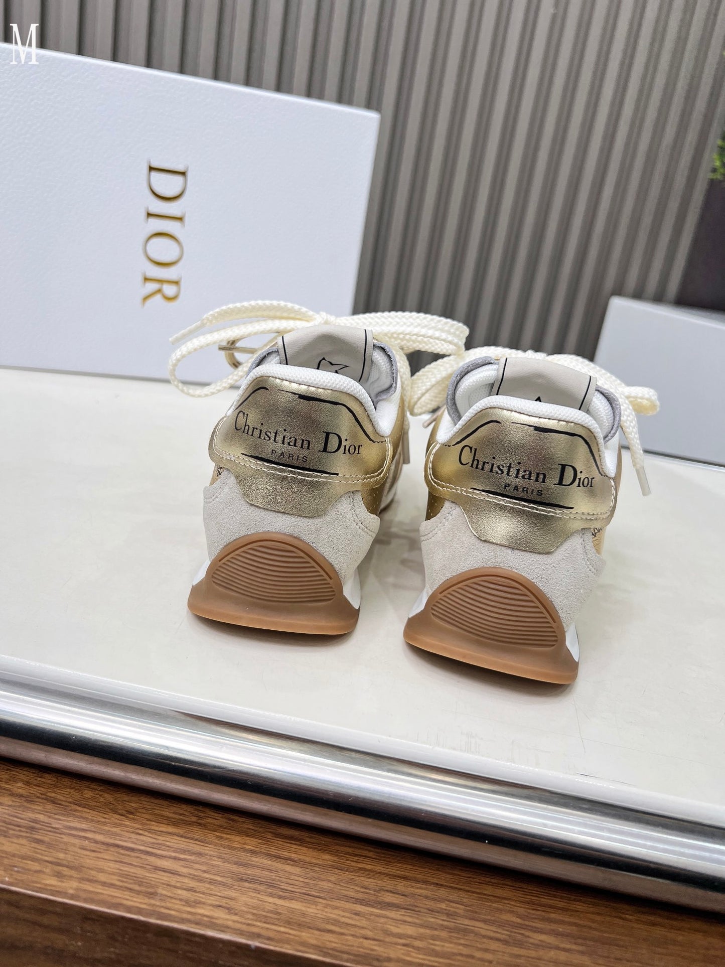 Dior D-Sketch "Gold-Tone Crinkled Lambskin and Laminated Calfskin"