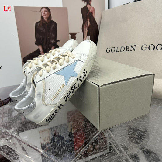Golden Goose "Light Blue Star and Silver Leather Heel Tab"