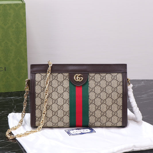 Gucci "Supreme Sherry Line Ophidia Small Chain Shoulder Bag Brown Beige"
