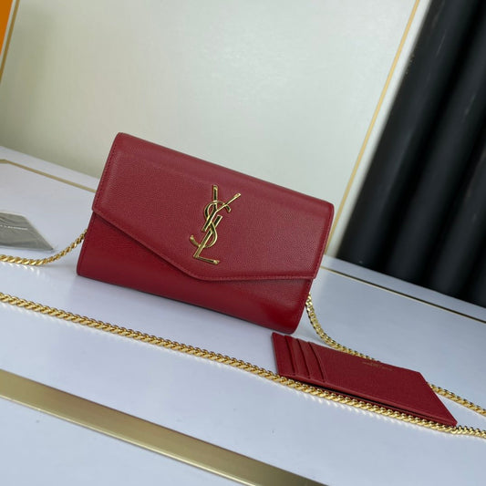 YSL "Uptown Clutch Bag Red"