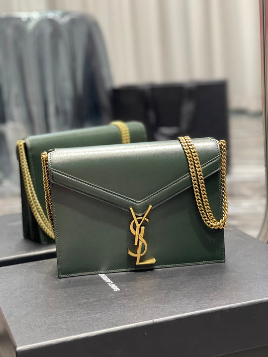 YSL "Cassandra Green Monogram Crossbody"