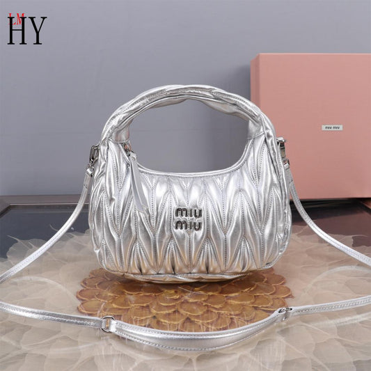Miu Miu "Silver Wander matelassé leather shoulder bag"
